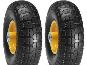 SucceBuy 2-Pack Solid PU Run-Flat Tire Wheel 10" Flat Free Tubeless Tires and Wheels for Dollies Garden Trailers Various Carts