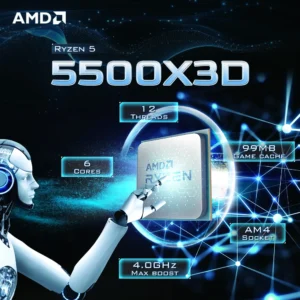 AMD Ryzen 5 5500X3D 3GHz 6-Core 12-Thread Socket AM4 NEW Gaming Processor DDR4 L3=96M 105W 7NM R5 5500X3D but without fan