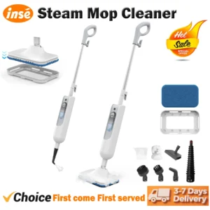 INSE Powerful Steam Mop High Temperature 6 in 1 Scrubbing Steam Cleaner Detachable Floor Steam Mop for Hard Floor Carpet Kitchen