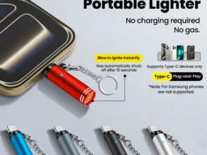 Elough Type C Mini Portable Lighter Air Blast Cigarette Lighter Outdoor Safety Windproof Explosion-Proof Lighter for iphone15-17