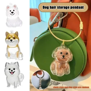Transparent Cute Dog Pendant Keychain Creative Pet Hair Storage Capsule Hanging Ornament for Pet Lover DIY Pet Memorial Keychain