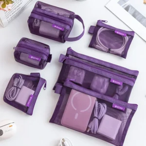 6pcs Transparent Mesh Coin and Miscellaneous Storage Bags, Portable 3D Card Organizer Pouches Cosmetic Bags Travel Storage Bag