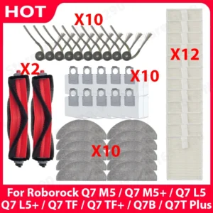 Side Main Brush Filter Mop Cloth Dust Bag For Roborock Q7 M5 / Q7 M5+ / Q7 L5 / Q7 L5+ / Q7 TF / Q7 TF+ / Q7B / Q7T Plus Parts