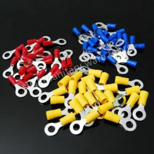 50PCS Ring Crimp Terminals Electrical Wire Connector M3/M4/M5/M6/M8/M10/M12 Insulation Ferrule Lug Quick Splice Connection Screw