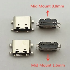 10-100pcs USB-3.1 USB Connector Type C Horizontal Mid Mount 16P Female 1.6mm through Board 0.8mm for Charger Adapter DIY Type C
