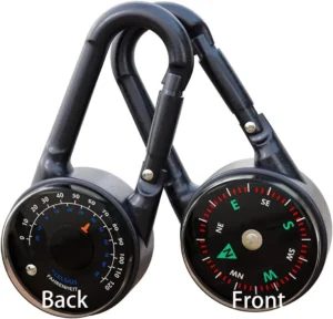 Durable Zinc Alloy Dual-Sided Compass&Thermometer Keychain|Portable Quick-Hang Outdoor Guide for Camping,Hiking,Beach