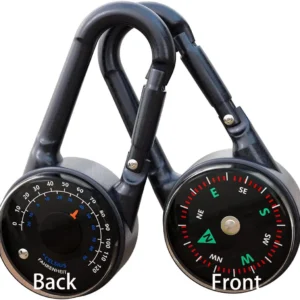 Durable Zinc Alloy Dual-Sided Compass&Thermometer Keychain|Portable Quick-Hang Outdoor Guide for Camping,Hiking,Beach
