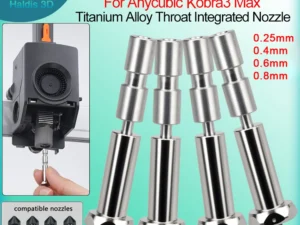 Upgraded One-piece Nozzles For Anycubic Kobra3 Max Titanium Alloy Throat Integrated Nozzle 0.25/0.4/0.6/0.8mm For Kobra 3 Max