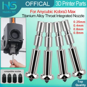 Upgraded One-piece Nozzles For Anycubic Kobra3 Max Titanium Alloy Throat Integrated Nozzle 0.25/0.4/0.6/0.8mm For Kobra 3 Max