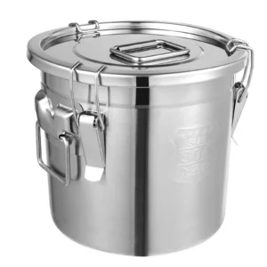 6/12/21/33L Stainless Steel Storage Bucket With Lids and 3 Sturdy Locking Clamp Storing Various Dry/Wet Items