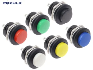 6PCS Momentary Push Button Switch 16mm Momentary 6A/125VAC 3A/250VAC Round Switches R13-507 BLACK RED GREEN WHITE BLUE YELLOW