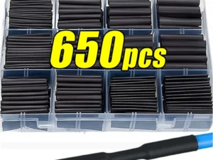 Black Heat Shrink Tube Kit Thermoresistant Tubing Shrink Wire Wrapping Electrical Connection Cable Insulation Sleeves Protecter
