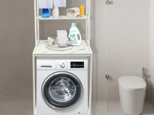 Over The Washer and Dryer Storage Shelf 3-Tier Bathroom Storage and Organizer Rack for Hanging Towels and Drying Clothes
