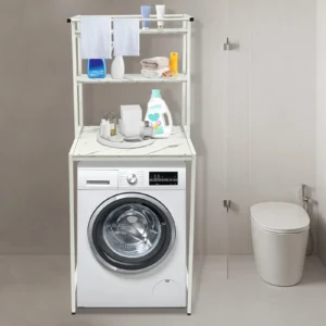Over The Washer and Dryer Storage Shelf 3-Tier Bathroom Storage and Organizer Rack for Hanging Towels and Drying Clothes