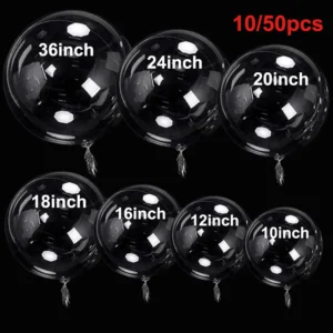 10/20/30/50pcs 10/12/16/18/20/24/36inch Transparent Bobo Balloon Clear Bubble Birthday Party Wedding Baby Shower Decor Supplies