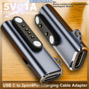 Suitable for Shokz devices bone transfer headset/smart watch charging adapter USB-C to 7.62MM 2-pin/4-pin magnetic charging port