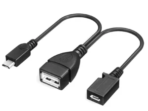USB OTG Adapter,2-in-1 Micro USB to Type A Female OTG Cord w/ External Power Charging Port Y Splitter for Fire Stick,Android,SSD