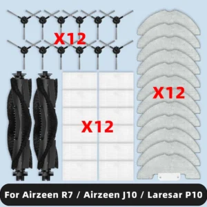 Compatible For ( Airzeen R7 / Airzeen J10 / Laresar P10 ) Replacement Parts Accessories Main Side Brush Filter Mop Cloth
