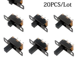 20PCS/Lot 50V 0.3A SS12F15 Mini Size Black SPDT Slide Switch for DIY Power Electronic Projects G6 1P2T Toggle Switch Handle 6mm