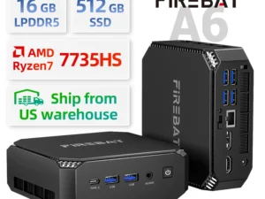 Firebat A6 Mini PC AMD R7 7735HS 8-core 16-thread Computer 16GB LPDDR5 RAM 512GB SSD WiFi 6 BT5.2 Mini PC 4K Desktop Computer