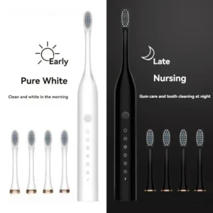 Electric Ultrasonic Toothbrush – 6-Speed, USB Rechargeable, Waterproof with Soft Bristles for Adults & Couples