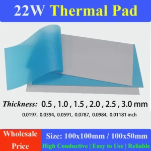 22W/mk 100x100mm Soft Thermal Pad Sheets 0.5mm 1.0mm 1.5mm 2.0mm 2.5mm Thick Silicone Thermal Conductive Gap Pads GPU CPU Laptop