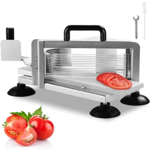 SucceBuy Tomato Slicer 3/16 inch Tomato Cutter Slicer Stainless Steel Heavy Duty Tomato Slicer Machine, Manual Tomato Slicer