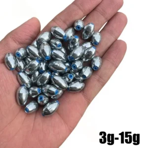 10pcs/Lot Alloy Hollow Olive Fishing Sinkers 3g/4g/5g/6g/7g/8g/9g/10g/12g/15g Carbon Steel Fishing Weights Fishing Accessories