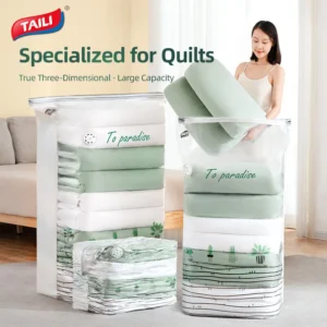 TAILI Cubic Vacuum Bags Large Storage Bag for Clothing, Comforters, Blankets No Need Tool Compression Bag for Travel Storage Bag