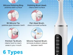 Tooth Polisher Rechargeable Teeth Polisher With 6 Brush Heads Tooth Whitening Kit For Cleaning Polishing Teeth Whitening Plaque