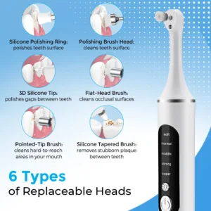 Tooth Polisher Rechargeable Teeth Polisher With 6 Brush Heads Tooth Whitening Kit For Cleaning Polishing Teeth Whitening Plaque