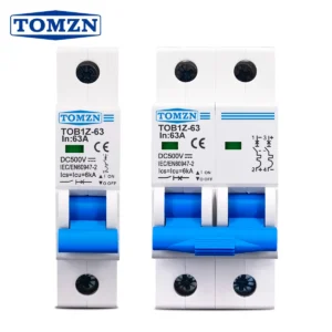 TOMZN 1P 2P DC MCB 6KA 500V Mini Circuit Breaker 3A 6A 10A 16A 20A 25A 32A 40A 50A 63A Y Connection