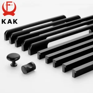 KAK Fashion Black Hidden Cabinet Handles Aluminum Alloy Kitchen Handles Cupboard Pulls Drawer Knobs Furniture Room Door Hardware