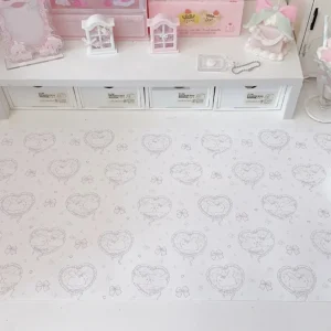 Kawaii Pink Rabbit Leather Desk Pad Mouse Protector Non-Slip Large Mouse Pad Home &Office Desk Mat PU Leather Laptop Mouse Pad