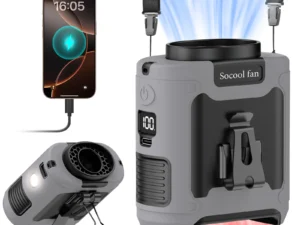Socool Portable Waist Fan 10000mAh/20000mAh Handheld Hanging Neck Clip On Fan with Phone Charging LED Light for Outdoor Working