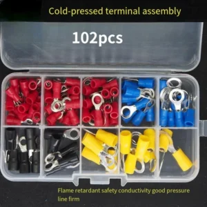 102/300 PCS Wire Connector Kit Male and Female Insulated Terminals Cold Crimp Terminals Spade Butt Connector Kit