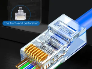 50PCs Cat6 Connector RJ45 Connector Network Unshielded RJ45 Perforated Crystal Head Network Cable