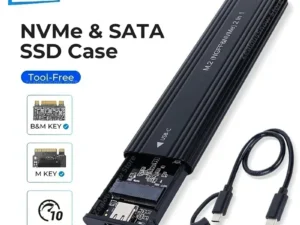 NVME M.2 Solid State Drive External Enclosure 2230/2242/2260/2280 M.2 to USB C 10Gbps SSD Aluminum Case Type A+C for M/M+B Key