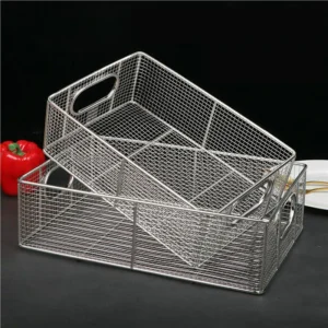 Food Grade Stainless Steel 304 Kitchen Sink Drain Basket Rack Storage Fruit Vegetable Drainer Meat Frying Basket with Handle