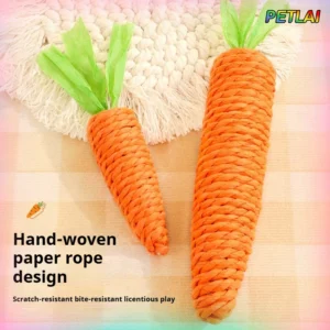 Cat Carrot Toy Teeth Grinding Toy Hemp Rope Interactive Chew Proof Pastime Teething Toy Cute Kitten Scratching Fun Entertainment