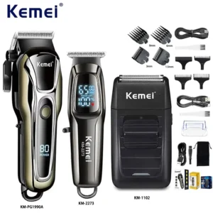 Kemei Professional Electric Hair Clipper Kit RechargeableTrimmer Shaver For Men USB Charging Beard Razor KM-PG1990A 2273 1102