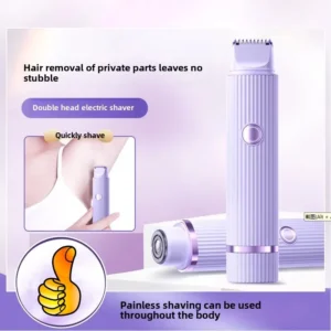 2-in-1 Double Head Electric Shaver for Women - Painless Full Body & Bikini Trimmer, No Stubble