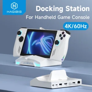 Hagibis ROG Ally/Steam Deck/Switch2/OLED Dock 6 in 1 Universal Docking Station With 4K HDMI 2.5G RJ45 100W RGB Light USB C Hub