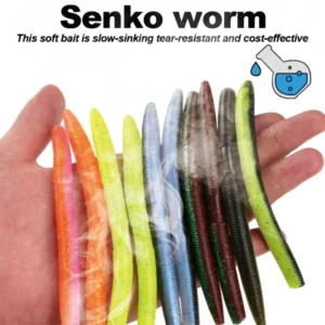 10pcs Pack Silicone Worm Lure 10cm Artificial Bait Senko Slow Sinking Worm Bass Wobblers Scented Salt-Infused Breadworm Bait