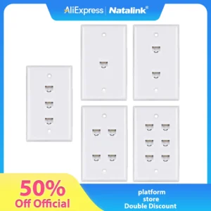 Natalink 1Pack Cat 6 Ethernet Wall Plate, Ethernet Wall Plate Female-Female Removable Compatible with Cat6/5/5e Ethernet Devices