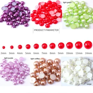 2-14mm ABS Imitation Half Round Flatback Pearl Beads Glue On Rhinestones for Nail Art Crafts DIY Decor Jewelry Findings Accessor