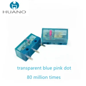 Free Shipping New arrival HUANO Transparent blue mouse micro switch 3pin 80 millions click HUANO Transparent micro Button