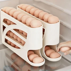 Rolling Egg Rack - Space-Saving Side-Door Design, Can Hold 30 Eggs, Convenient Handle, Suitable For Kitchen And Refrigerator