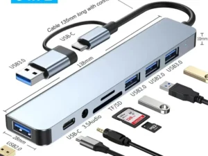8 In 2 USB HUB With Splitter Card Reader, USB C Port, USB 3.0 / 2.0, SD/TF Splitter Card Reader, Docking Station