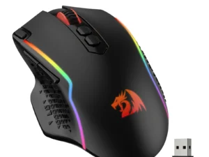 Redragon M810 Pro Wireless Gaming Mouse, 10000 DPI Wired Gamer Mouse w/ Rapid Fire Key, 8 Macro Buttons, Black/White Mouse